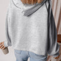 Aruba Blue Fleece Lined Half Zipper Kangaroo Pockets Loose Hoodie - Damesmode Afbeelding 5 - Foto 5