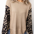 Gray Morn Leopard Ärmel Waffel-Stréck Split Hem Top - Foto 1