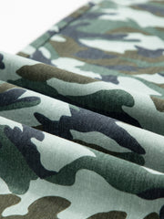 Green Camouflage Print Wide Leg Drawstring Denim Pants - Miniatuur