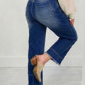 Sky Blue Chic Nahtdetail Raw Hem, Knöchellängt Jeans - Foto 2