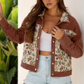 Dearlovers Sage Green Rippen-Retro-Blumen-Patchwork-Shirt-Stil Jacke - Foto 4