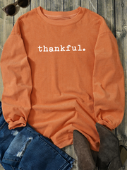 Sweatshirt de Ação de Graças Laranja Thankful Canelado com Gola Redonda - Miniatuur