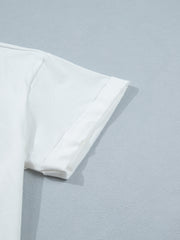 Vit asymmetrisk spetsfåll-patchwork-t-shirt - Miniatuur
