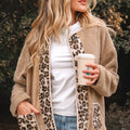 Casual Leopard Print Accent Plush Jacket with Pockets - Foto 4