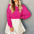 Rosarote Pullover-Poplin-Minikleid - Foto 3