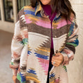 White Aztec Print Button Up Shacket - Foto 6