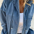 Real Teal Cord Zuchschnouer Kapuzen-Täsch Zip-up Jackett - Foto 4