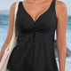 Zwart Crossed V Hals justéierbar Riem Babydoll Tankini Top