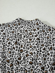 Beige Leoparden-Reißverschluss vorne mit V-Ausschnitt und schmaler Taille ärmelloses Maxikleid – Damenmode Bild 8 - Miniatuur