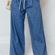 Dämmerblaue Schnürung Pull-on Wide Legs Jeans
