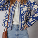 Blauw Estampado de flores, puños abrochados en el frontal y abotonados, elegante jaje