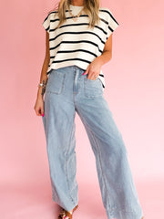 Beau Blue Solid Gans Regular Pocket Detail Wholesale Denim Jeans – Damesmode Afbeelding 5 - Miniatuur