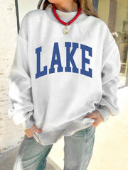 Light Grey Mock Neck Graphic Print Reversible Sweatshirt - Miniatuur