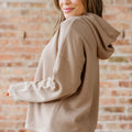 Rose Tan Thermal Textured Lace Drawstring Baggy Hoodie - Foto 6