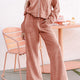 Peach Blossom Velvet Zip-up Capuchontrui and Wide Leg Broek Set
