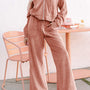 Ensemble sweat à capuche en velours en velours de Pêcher et pantalon large jambe