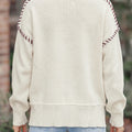 Beige Drop Shoulder Game Day Letter Print Pullover Sweater - Damesmode Afbeelding 2 - Foto 2