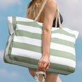 Light Blue Striped Waterproof Canvas Large Capacity Tote Bag - Foto 5