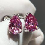 2 Carat Teardrop Moissanite Platinum-Plated Stud Earrings | Redblad 18K Solid Gold & Certified Diamond Earrings