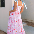 Rosa geblümtes Maxikleid mit verknotetem Schulter-Kittel - Foto 2