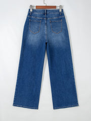 Himmelblaue Schnitt-Naht-Detail Damen-Shift-Jeans - Miniatuur