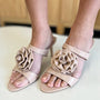 Weeboo Flower PU Leather Stiletto Heel Sandals