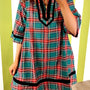 Poches en velours à carreaux verts Short Shift Robe Shift