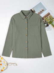 Camisa de hombros recaída Mist Green Thermal Ribbed Texture - Miniatuur