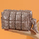 Coffee Effen Color Quilted Nylon Makeup Dames Tas