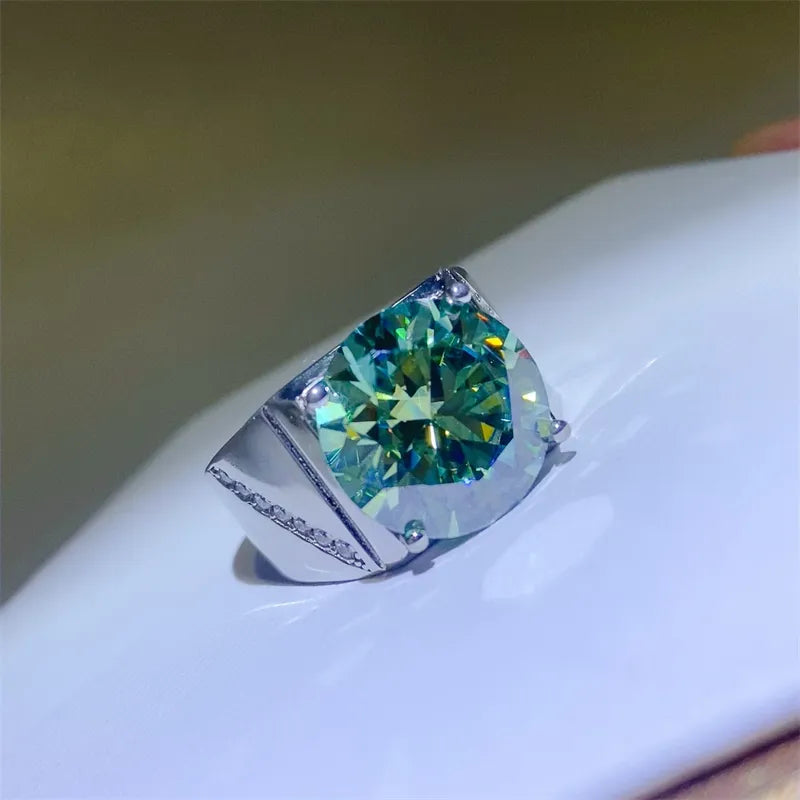 10 Carat Moissanite 925 Sterling Silver Signet Ring | Redblad 18K Solid Gold & Certified Diamond Rings