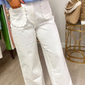 Weiße, einfarbige Scalloped Pocket Shift-Jeans - Foto 1