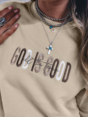 Jet Stream GOD IS GOOD Western-Pullover mit gesticktem Buchstaben und Crewneck-Pullover - Miniatuur