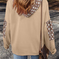 Apricot Floral Patchwork Star Pattern Drawstring Hoodie - Damesmode Afbeelding 2 - Foto 2
