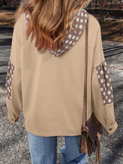 Aprikosenblumen-Patchwork-Sternmuster-Kordel-Hoodie – Damesmode Afbeelding 2 - Miniatuur