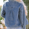 Blue Stripe Washed Oversize Pocketed Denim Jacket - Damesmode Afbeelding 5 - Foto 5