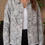 Veste en jean à col clouté à clous à motifs de léopard kaki