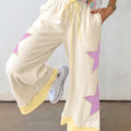 Weiße Sommer-Farbblock-Star-Patchwork-Hosen - Foto 1