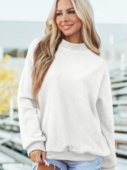 Dark Blue Oversize Drop Shoulder Reversible Mock Neck Sweatshirt - Miniatuur