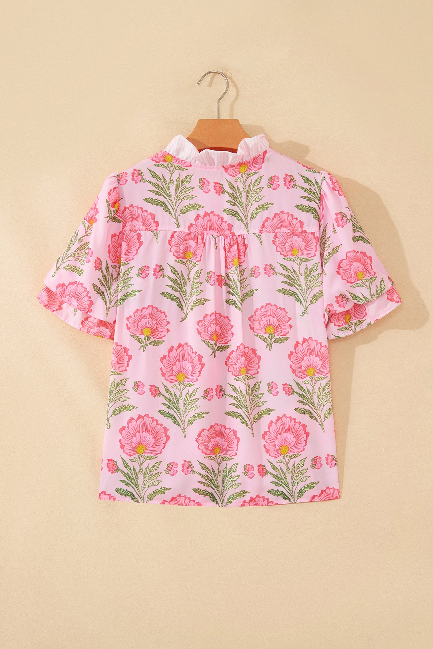 Chemise à manches bouffantes rayées rose Sweet Blooms