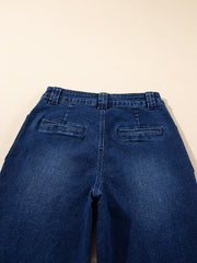 Snavsede blå Daily Fashion Straight Leg Mid-rise Shift Jeans - Miniatuur