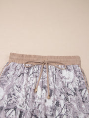 Khaki Camo Woodland Print Kordelzug Active Shorts - Miniatuur