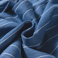 Blue Stripe Chambray Wide Leg Tied Elastic Waist Trousers - Damesmode Afbeelding 6 - Foto 6