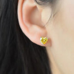 2 Carat Yellow Heart Moissanite Platinum-Plated Earrings | Redblad 18K Solid Gold & Certified Diamond Earrings