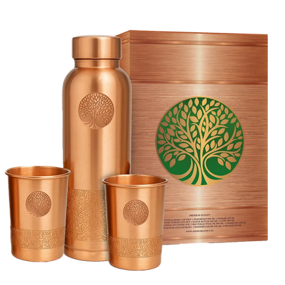 Luxe Koperen Cadeauset - Drinkfles 950 ml & Bekers