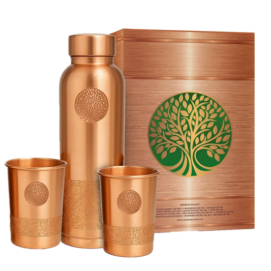 Luxe Koperen Cadeauset - Drinkfles 950 ml & Bekers
