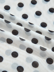 Schwarzer Polka-Dot-Transparenter Mesh-Langarm-Rundhals-Shift-Top – Damesmode Afbeelding 8 - Miniatuur