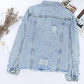 Veste en jean veste en jean à revers bleu ciel usée - Foto 6