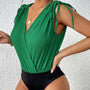 Perfee Surplice Tie-Shoulder Bodysuit