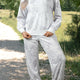 Set de pantalones con sudadera con sudadera con manga caída y manga holgada estampado en gris claro y 2 piezas