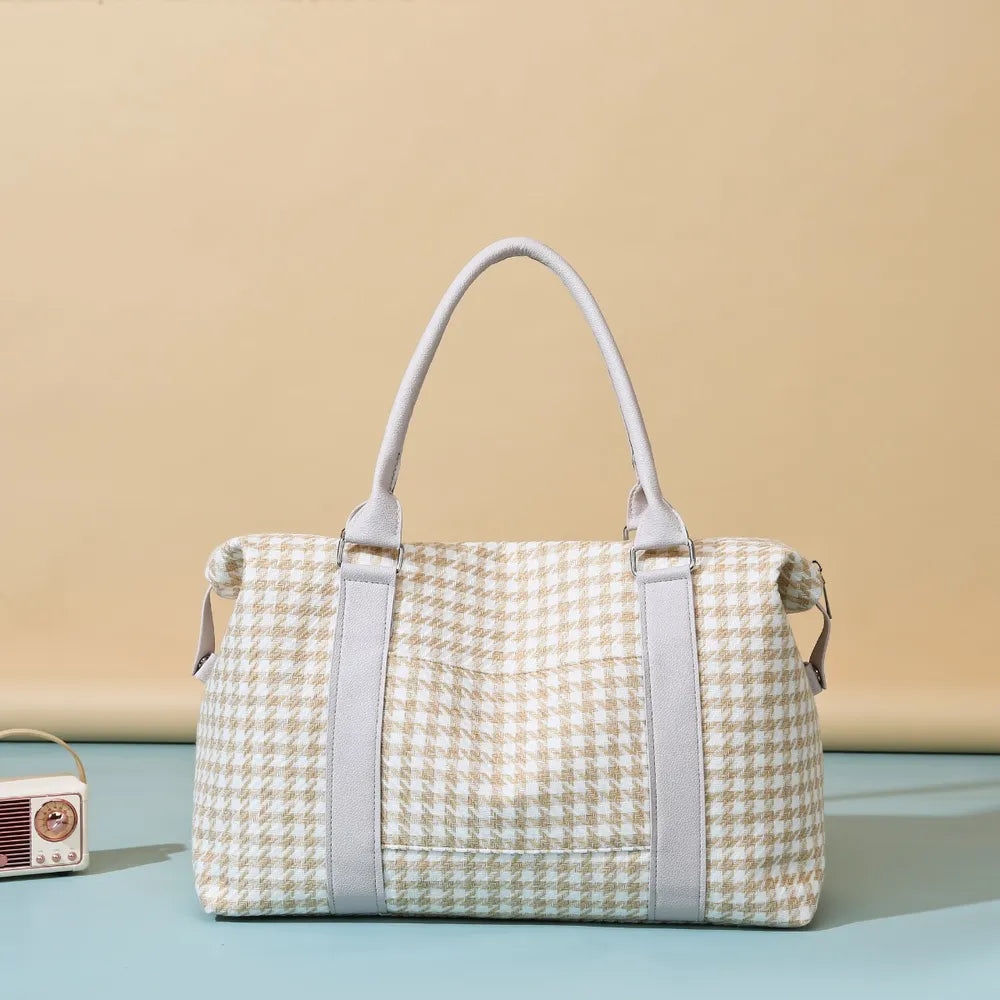 Houndstooth Canvas Travel Bag - Luxe Damesmode & Kleding Collectie | Redblad Nederland